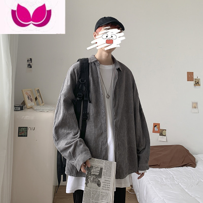 七斓灯芯绒衬衫男外套韩版潮流帅气宽松长袖上衣痞帅ins港风日系