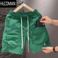 HLCOMAN日系机能工装短裤男夏季2025速干冰丝休闲五分裤宽松直筒运动裤子