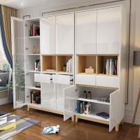 森美人北欧简约带落地书橱实木脚储物柜 现代格子书柜书架组合置物架