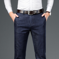 金盾(KIN DON)正品天丝牛仔裤男秋冬季商务休闲宽松男裤免烫冰丝直筒一字袋长裤子