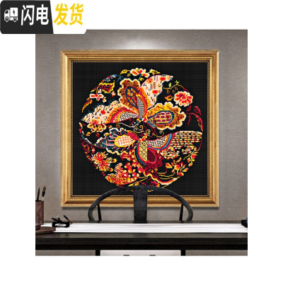 三维工匠十字绣2019新款线绣客厅卧室中式吉祥凤凰小幅自己 [生态棉3股][尺寸60*60厘米][满绣6510单幅]送工