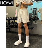 HLCOMAN米白色速干短裤男夏季薄款健身运动裤子美式oversize不过膝四分裤