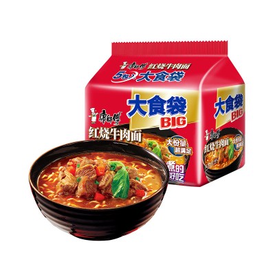 康师傅方便面大食袋10袋装BIG红烧牛肉面速食泡面