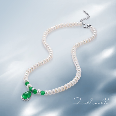 喜钻珍珠玉髓项链时尚珍珠项链妈妈链表白白色