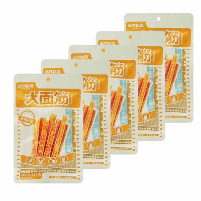 三只松鼠约辣大面筋麻辣零食辣条怀旧解馋小吃食品大面筋110g*5袋