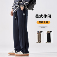 精品男装潮男春秋新品宽松运动休闲裤美式百搭棉针织拖地阔腿裤男