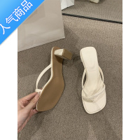 SUNTEK法式晚风凉拖外穿女鞋子2023年春夏新款粗跟细带配裙子百搭凉鞋