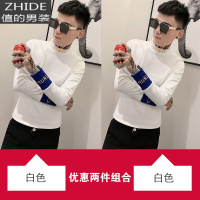 SUNTEK长袖T恤男春季2020新款韩版潮流上衣社会精小伙半高领打底衫潮T恤