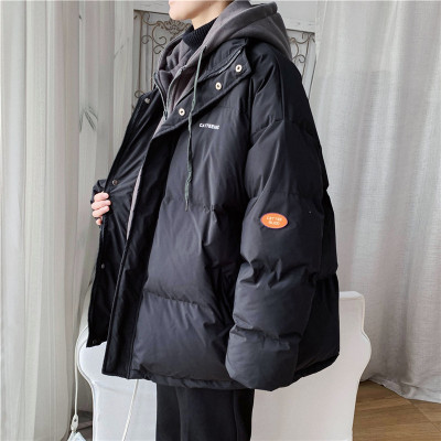 HongZun旋律风车拼接棉服男潮流连帽外套2020新款冬季新款加厚假两件棉衣棉衣