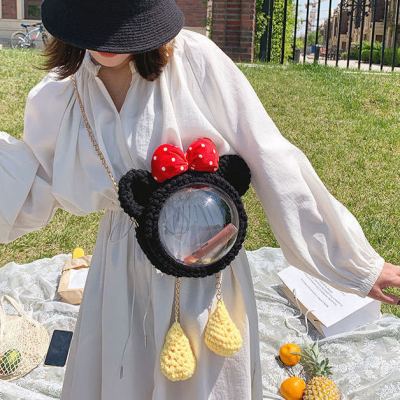 派尼美特泫雅网红自制手工编织包包女diy材料包米奇小圆包透明链条斜挎包
