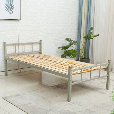 易企采 900MM宽单人铁床加固员工单层床工地铁艺床简易单人床方舱医院防疫单人床