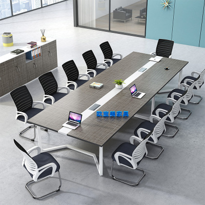 全简办公家具现代简约会议桌办公桌板式长条桌培训桌布纹
