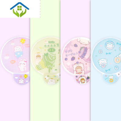 御蓝锦扇子日式折叠小团扇学生迷你便携随身可爱少女心卡通布面定制折扇军绿色半圆柄-动物4把装