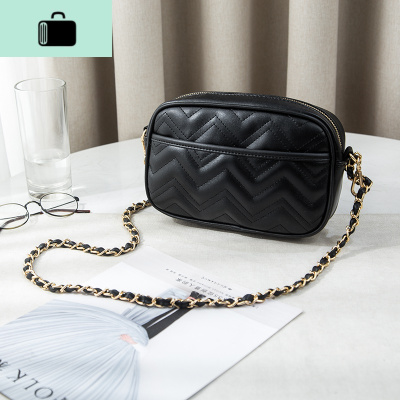 ins超火包包女2020新款潮时尚chic韩版百搭斜挎小包菱格链条单肩NEW LAKE 黑色女士单肩包