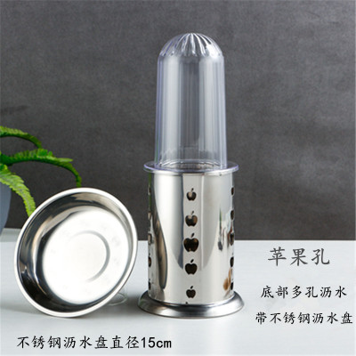 不锈钢筷子筒有盖餐厅快笼子防尘筷子筒饭店插筷子筒带盖筷笼 敬平 苹果带盖子带沥水盘底部多孔沥水