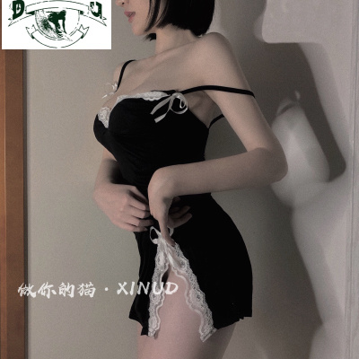 HLCOMAN做你的猫：甜美蝴蝶结睡衣性感蕾丝吊带裙私房棉睡裙女夏季睡裙