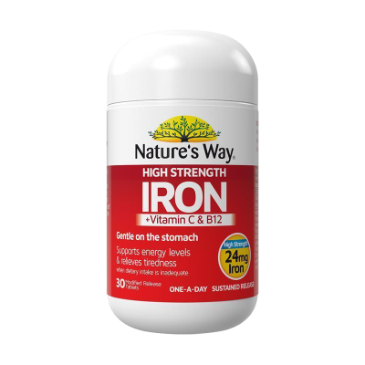 Nature's Way 佳思敏 高浓度铁片30粒 1瓶装 含维生素C B12 高浓度C+VC+B12缓释片 澳洲进口