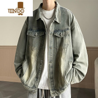 YANXU牛仔外套男休闲宽松夹克潮牌翻领痞帅气褂子美式新款上衣服