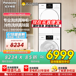 松下白月光4.0 洗烘套装 纯平全嵌 10kg滚筒洗衣机+变频热泵烘干机 除毛洗烘N531D+N531DR