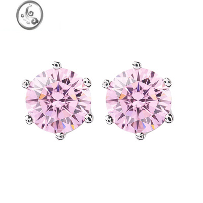 JiMi耳钉女六爪镶嵌锆石925银闪耀耳饰轻奢小众高级感礼物