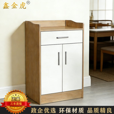 鑫金虎 简约现代餐边柜厨房储物柜北欧风碗柜家用茶水柜 浅胡桃白60cm