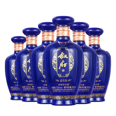 [MN]叙府大曲酒蓝花版 52度新品500ml*6瓶整箱白酒固态法口粮酒 宜宾五粮浓香型