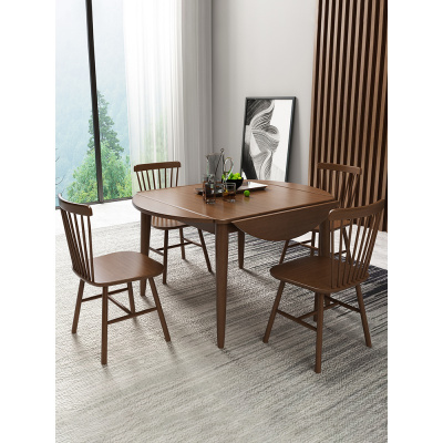 方桌变圆桌全实木折叠餐桌圆形小户型家用正方形多功能伸缩饭桌子