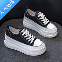 SUNTEK帆布鞋女夏季薄款2023年新款百搭透气松糕厚底内增高女鞋休闲板鞋
