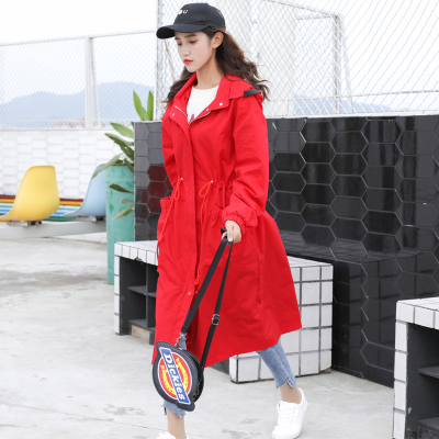 FISHBASKET风衣女中长款过膝韩版宽松大码胖mm气质收腰显瘦外套200斤风衣女