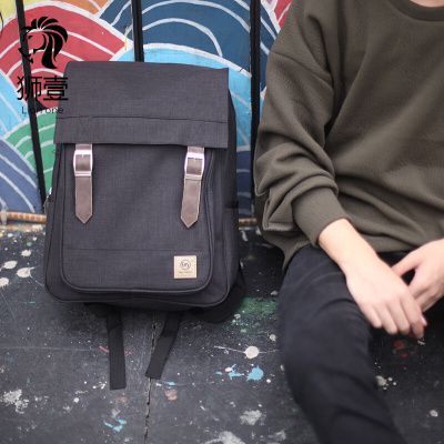 狮壹（Lionone）男士双肩包休闲旅行背包青年韩版学生书包男时尚潮流初中生电脑包