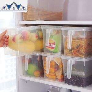 冰箱收纳盒整理箱日式水饺盒厨房塑料密封保鲜盒食物鸡蛋盒储物箱 三维工匠 把手收纳盒3个装