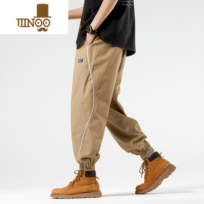 YANXU军绿色裤子男日系潮牌束脚哈伦裤夏季潮流宽松休闲长裤机能工装裤