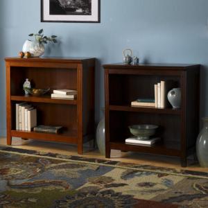 森美人美式简约两层实木书柜书橱储物柜置物柜饰品展示陈列柜餐边柜鞋柜