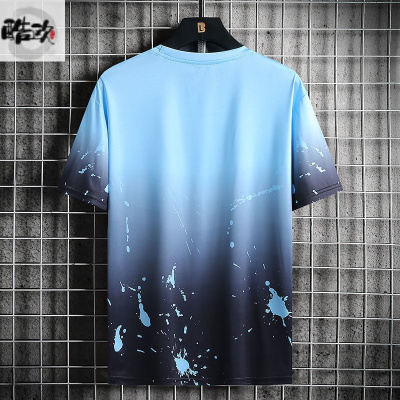 专注品质-短袖T恤男士圆领宽松夏季冰丝百搭短袖男青少印花上衣潮流运动T恤娇卡朵