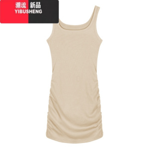 YIBUSHENG黑色吊带背心连衣裙女季辣妹方领短裙纯欲修身收腰性感包臀裙子