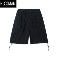 HLCOMAN高街卡其色大口袋工装短裤男女夏季新款潮牌休闲阔腿五分裤中裤潮