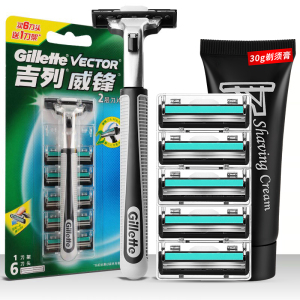 吉列(GILLETTE)威锋双层旋转手动剃须刀片男士刮脸刀老式刮胡刀1刀架6刀头
