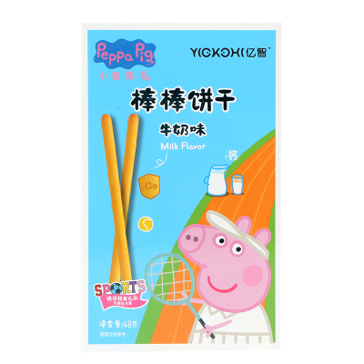 小猪佩奇PeppaPig棒棒饼干牛奶味48克盒装儿童零食