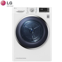 LG RC90V9AV6W 9KG热泵式滚筒烘干机 健康除菌双边开门干衣机 家用进口双变频