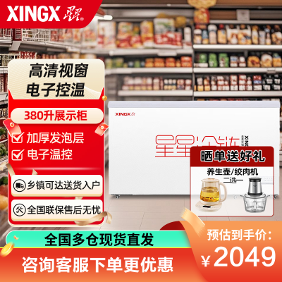 星星(XINGX) SD/SC-380BE 380升展示柜卧式冷藏冰柜商用全冷冻冷藏展示柜 超市卖场组合柜大容量