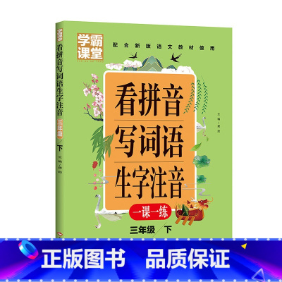 [学霸课堂3年级下]看拼音写词语 小学通用 [正版]学霸课堂笔记看拼音写词语生字注音一二三年级上册天天练一课一练小学生语
