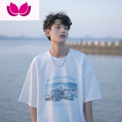 七斓夏季休闲半袖t恤男宽松潮流简约短袖上衣服ins港风青少年薄款体恤