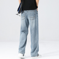 春季马骝款纯棉牛仔男装宽松刺绣男士猫须浅色牛仔裤男休闲裤经典