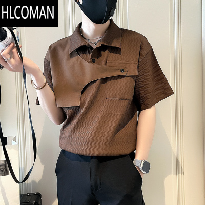 HLCOMAN高级感机能工装衬衫男短袖夏季新款冰丝速干男装上衣痞帅polo衫