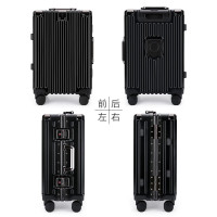恒源祥 行李箱托运箱拉杆箱竖纹商务铝框箱黑色24英寸/个 HYX8066-24