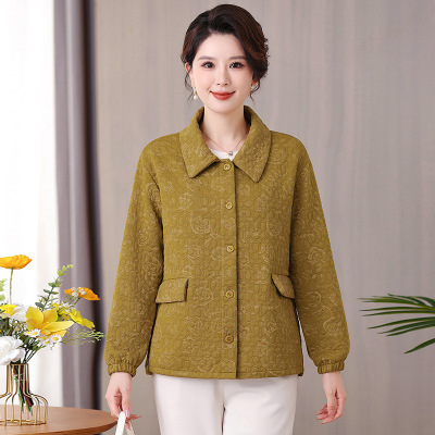 2026年女装春装妈妈外套女中老年女士休闲服装翻领简约上衣40岁女