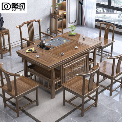 戴劲茶台小型泡茶桌椅组合阳台茶几茶具套装一体 1.5米+梳椅+4月牙