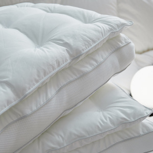 180支全棉柔赛丝二合一双层护颈枕芯高端复合羽丝绒多功能枕头子