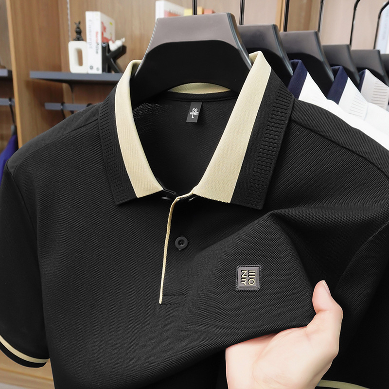 锦氨竹纤维高端短袖polo衫男2026夏季新款翻领透气休闲男士T恤