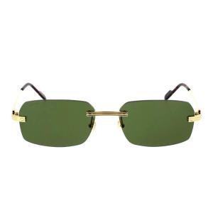Cartier/卡地亚钛金框架金绿矩形太阳镜男款时尚商务修身光学眼镜